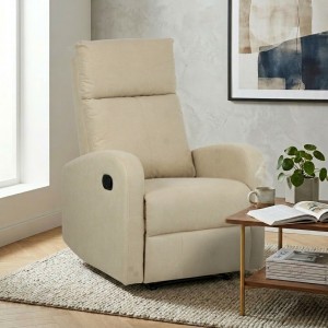 Vista ambientata Poltrona relax reclinabile manualmete colore "beige" in tessuto modello eureka Totò Piccinni