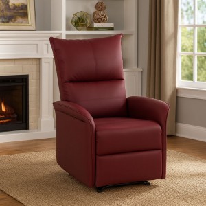 Vista ambientata Poltrona Elettrica doppio motore reclinabile con massaggio ecopelle bordeaux modello Lisbona Totò Piccinni