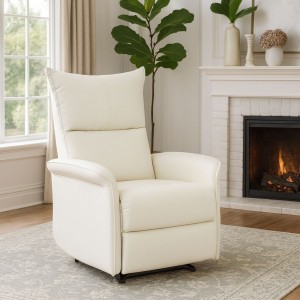 Vista ambientata Poltrona Elettrica doppio motore reclinabile con massaggio ecopelle panna modello Lisbona Totò Piccinni