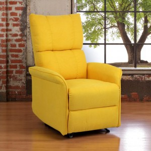 Vista ambientata Poltrona Relax Elettrica con doppio motore in Tessuto colore Giallo reclinabile con massaggio modello Lagos Totò Piccinni