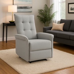 Vista ambientata Poltrona Elettrica Tessuto Grigio Chiaro reclinabile con doppio motore e massaggio modello Porto Totò Piccinni