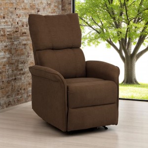 Vista ambientata Poltrona Relax Elettrica con doppio motore in Tessuto colore Marrone reclinabile con massaggio modello Lagos Totò Piccinni