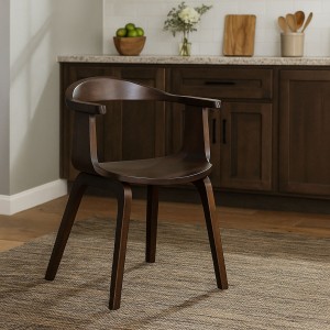 Vista ambientata Poltroncina in legno massello pregiato colore Noce modello Ticino Totò Piccinni