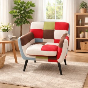 Vista ambientata Divano Poltrona Pouf Tessuto Patchwork Alta qualità Top (Poltrona)