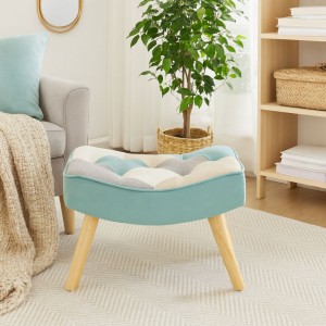 Vista ambientata Sgabello colore Patchwork Sky con gambe in legno modello Sgabello Patchwork Totò Piccinni