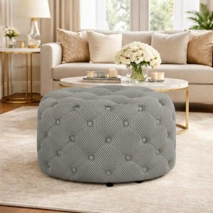 Vista ambientata Pouf Trapuntato 3D Grigio design vintage modello Chester Totò Piccinni