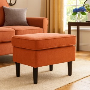 Vista ambientata Pouf da Salotto per poltrona in tessuto colore Arancione modello Lilibet Totò Piccinni