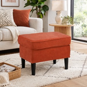 Vista ambientata Pouf da Salotto per poltrona in tessuto colore Arancione modello Lilibet Totò Piccinni