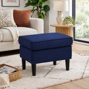 Vista ambientata Pouf da Salotto per poltrona in tessuto colore Blu modello Lilibet Totò Piccinni