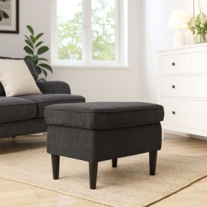 Vista ambientata Pouf da Salotto per poltrona in tessuto colore Grigio Scuro modello Lilibet Totò Piccinni