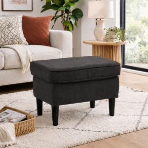 Vista ambientata Pouf da Salotto per poltrona in tessuto colore Grigio Scuro modello Lilibet Totò Piccinni