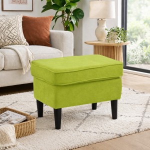 Vista ambientata Pouf da Salotto per poltrona in tessuto colore Verde Chiaro modello Lilibet Totò Piccinni