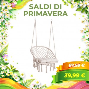 Poltrona sospesa da giardino con cuscini dondolo amaca - JAVIER (Bianco, Rettangolare)