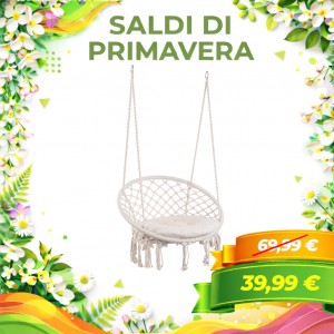 Poltrona sospesa da giardino con cuscini dondolo amaca - JAVIER (Bianco, Tonda)