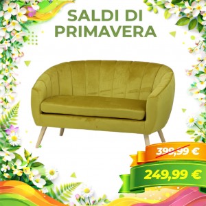 Divano 2 Posti PILAR in Velluto Imbottito (Giallo)