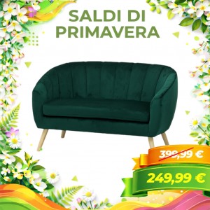Divano 2 Posti PILAR in Velluto Imbottito (Verde)