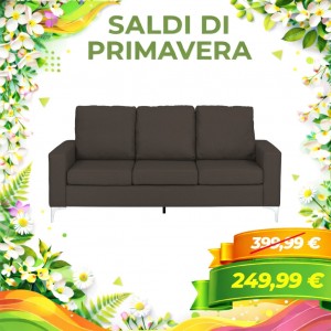 Divano CUBE in Tessuto imbottito con piedini in metallo (3 Posti, Tabacco)