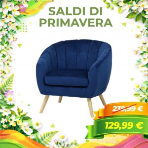 Poltroncina PILAR in Velluto Imbottito (Blu)