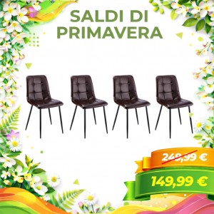 Set 4 Pezzi Sedia JADE in Similpelle e Struttura in Metallo (Marrone)