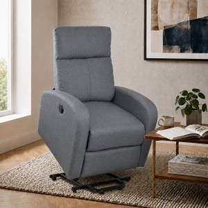 Vista ambientata Poltrona relax alzapersona in Tessuto colore Grigio con massaggio modello Eureka Totò Piccinni