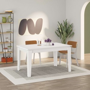 Vista diagonale ambientata Tavolo Allungabile in Legno 140/190 colore Bianco modello Eron Totò Piccinni