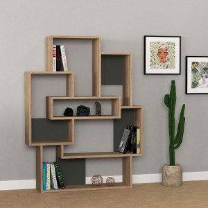 Libreria in Legno RECTANGLES Design Moderno con 6 Vani