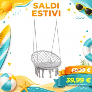 Poltrona sospesa da giardino con cuscini dondolo amaca - JAVIER (Grigio, Tonda)