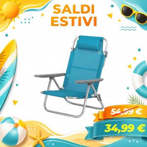Sedie Sdraio Mare pieghevole in alluminio con schienale alto - Spiaggina Avana (Petrolio)