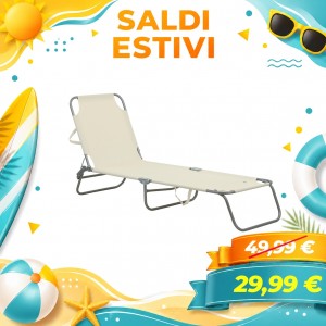 Lettino da spiaggia pieghevole prendisole regolabile - Portorico (Beige)