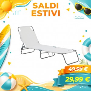 Lettino pieghevole spiaggia prendisole regolabile - Portorico (Bianco)