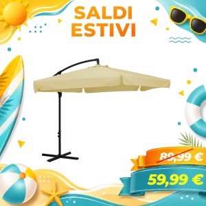 Ombrellone Salento a Braccio in Metallo e in Poliestere Diametro 3 Metri (Beige)