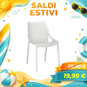 Sedia in Plastica da Giardino in Polipropilene Intrecciato - SEDIA LOREN (Bianco)