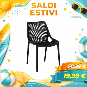 Sedia in Plastica da Giardino in Polipropilene Intrecciato - SEDIA LOREN (Nero)