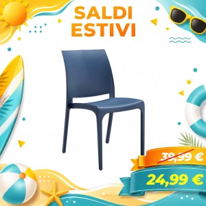 Sedia VOLGA in polipropilene design impilabile per esterno Made in Italy (Blu)