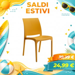Sedia VOLGA in polipropilene design impilabile per esterno Made in Italy (Giallo Senape)