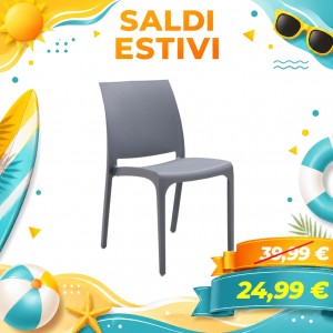 Sedia VOLGA in polipropilene design impilabile per esterno Made in Italy (Grigio)