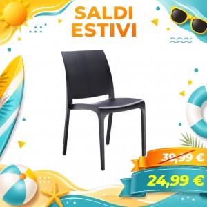 Sedia VOLGA in polipropilene design impilabile per esterno Made in Italy (Nero)
