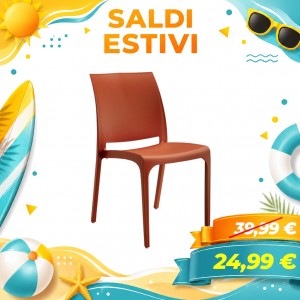 Sedia VOLGA in polipropilene design impilabile per esterno Made in Italy (Rosso)
