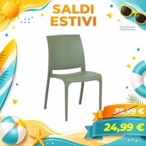 Sedia VOLGA in polipropilene design impilabile per esterno Made in Italy (Verde)