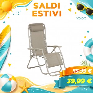 Sedia Sdraio Gravity con cuscino e poggia piedi (Avorio)