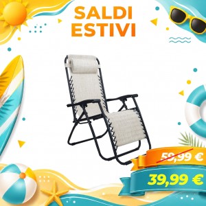 Sedia Sdraio Gravity con cuscino e poggia piedi (Beige)