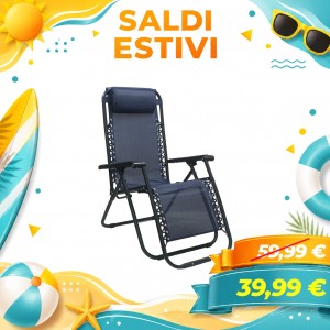 Sedia Sdraio Gravity con cuscino e poggia piedi (Blu)
