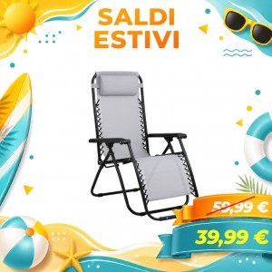Sedia Sdraio Gravity con cuscino e poggia piedi (Grigio Chiaro)