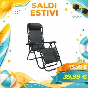 Sedia Sdraio Gravity con cuscino e poggia piedi (Nero)