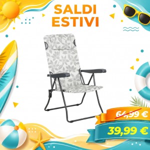 Sdraio in Textilene LIPBUL con Braccioli e con Cuscino (Grigio Floreale)
