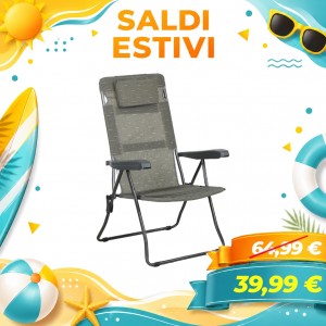 Sdraio in Textilene LIPBUL con Braccioli e con Cuscino (Grigio Orizzontale)
