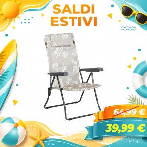 Sdraio in Textilene LIPBUL con Braccioli e con Cuscino (Sabbia Floreale)