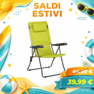 Sdraio in Textilene LIPBUL con Braccioli e con Cuscino (Verde Lime)