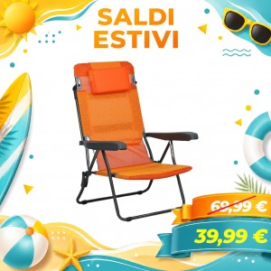 Sdraio in Textilene MARINA con Braccioli e Cuscino (Arancione)