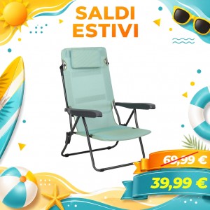Sdraio in Textilene MARINA con Braccioli e Cuscino (Azzurro/Giallo Melange)